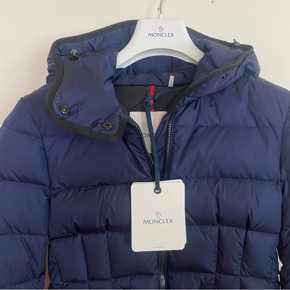 NWT Moncler Betula Puffer Jacket Coat Navy Blue Size 1 Small Hanger Garment Bag - Picture 8 of 15